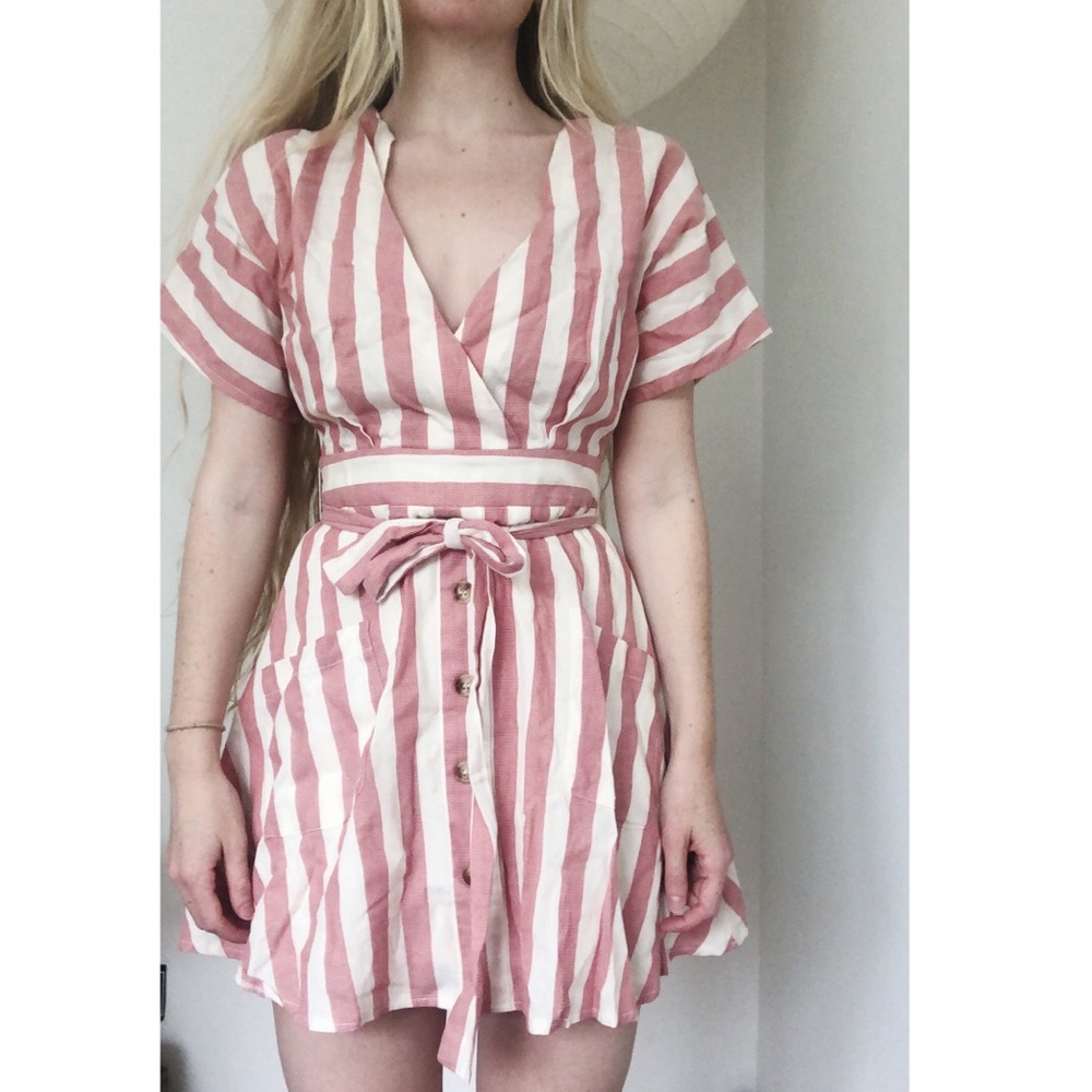 Moon river medium striped linen dress